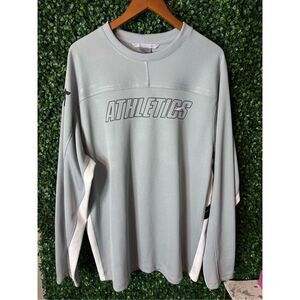 Nike Men's Long Sleeve Grey Athletics Crewneck Pullover Gray XL Y2K Spellout